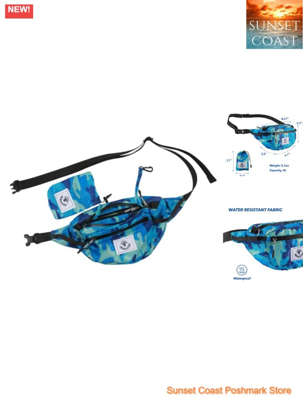 Water-Resistant Nylon Fanny Pack with Adjustable Strap for Hiking Travel